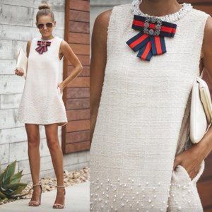 Phoebe Pocketed Embellished Shift Dress Vici LNA size L